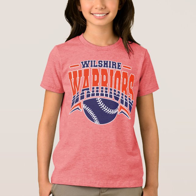 Wilshire Warriors Navy Baseball Logo Tri-Blend Shirt (Front)