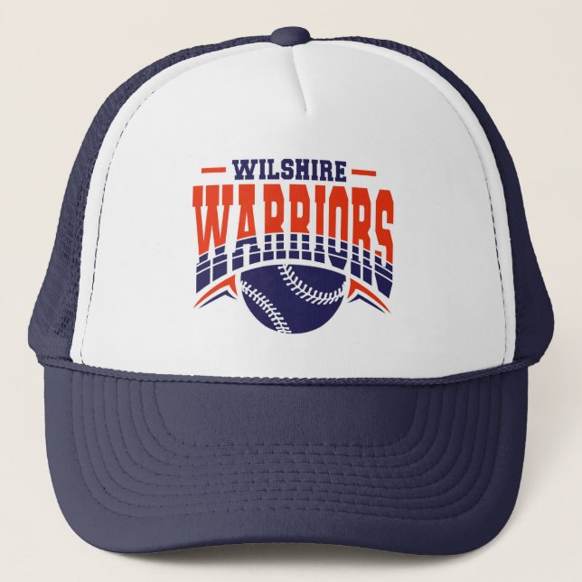 Wilshire Warriors Navy Baseball Logo Trucker Hat (Front)