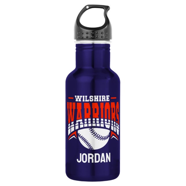Wilshire Warriors White Baseball Logo Stainless Steel Water Bottle (Front)