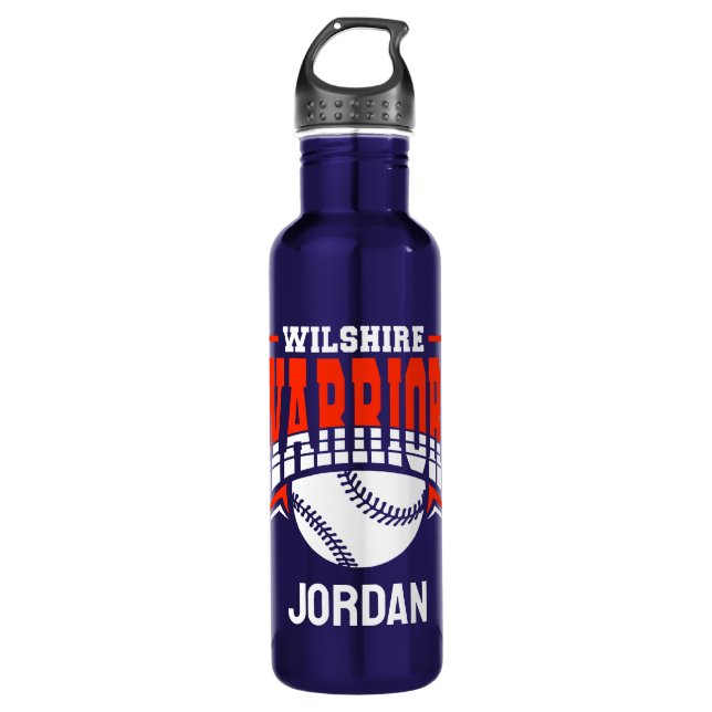 Wilshire Warriors White Baseball Logo Stainless Steel Water Bottle (Front)