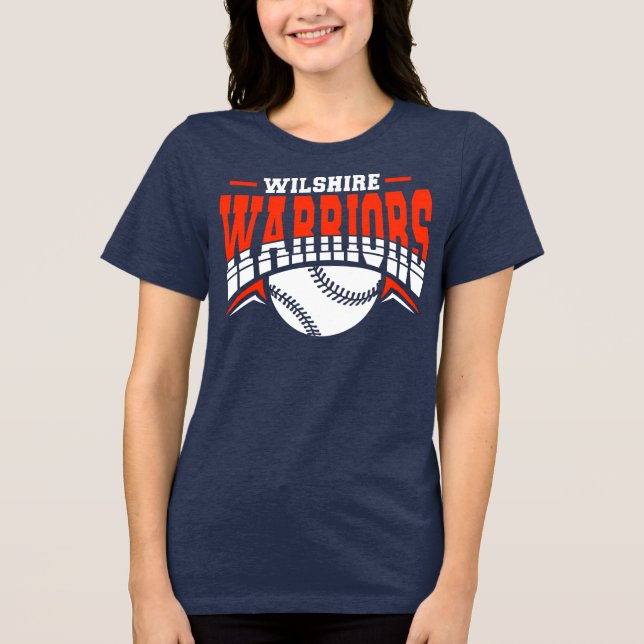 Wilshire Warriors White Baseball Logo Tri-Blend Shirt (Front)