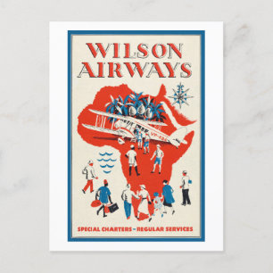 Wilson Airways Vintage Poster 1937 Postcard