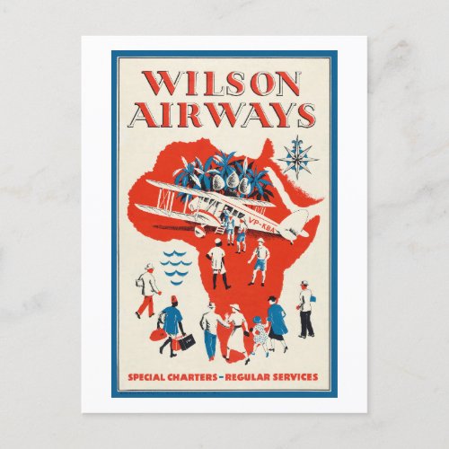 Wilson Airways Vintage Poster 1937 Postcard