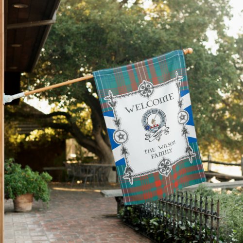 Wilson Ancient Tartan Garden Flag _ Clan Badge Tar