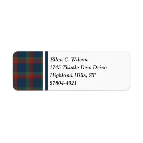 Wilson Clan Blue Green and Red Scottish Tartan Label