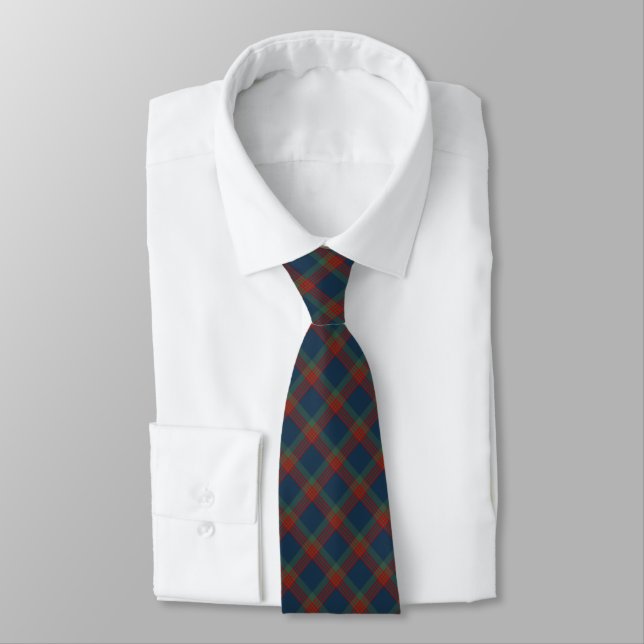 Wilson Clan Tartan Blue, Green and Red Plaid Tie (Tied)