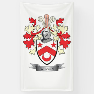 Wilson Family Crest Coat of Arms Banner