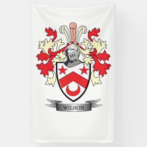 Wilson Family Crest Coat of Arms Banner