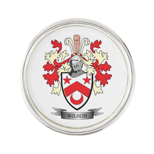 Wilson Family Crest Coat of Arms Pin (Front)