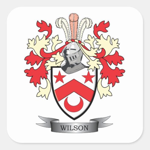 Wilson Family Crest Coat of Arms Square Sticker