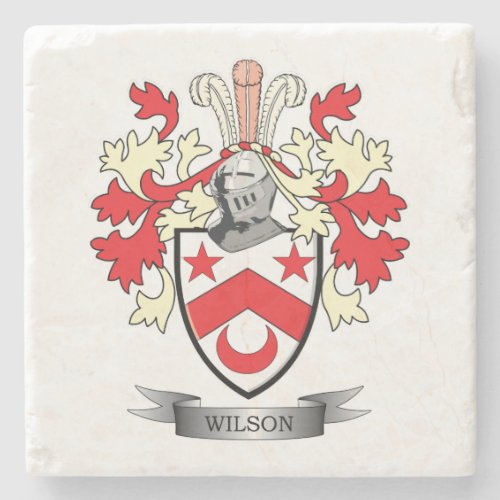 Wilson Family Crest Coat of Arms Stone Coaster