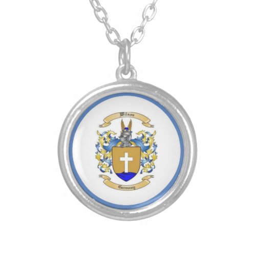  Wilson Family Crest German    Silver Plated Necklace