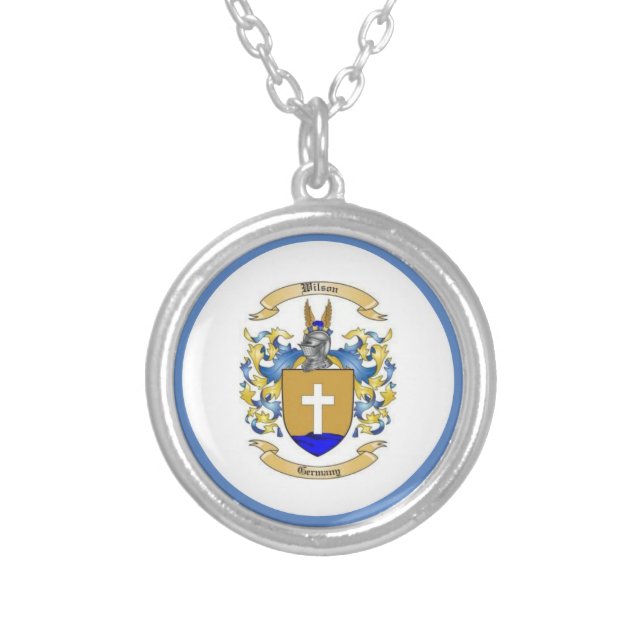  Wilson Family Crest [German ]   Silver Plated Necklace (Front)