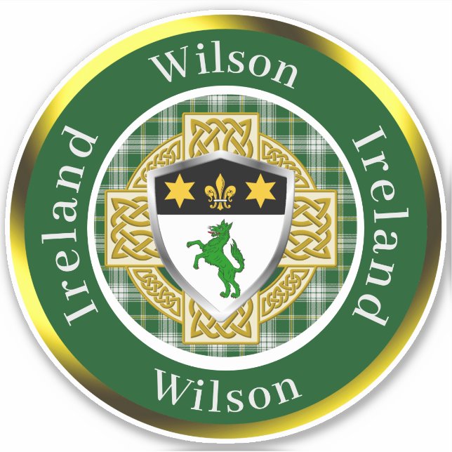 Wilson Irish Shield/Celtic Cross Personalized Sticker (Front)