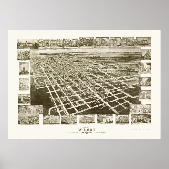 Wilson, NC Panoramic Map - 1908 Poster (Front)
