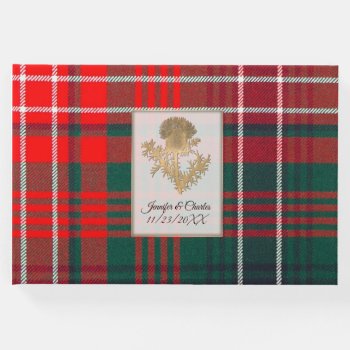 Wilson Plaid Thistle Wedding Guest Book by Everythingplaid at Zazzle