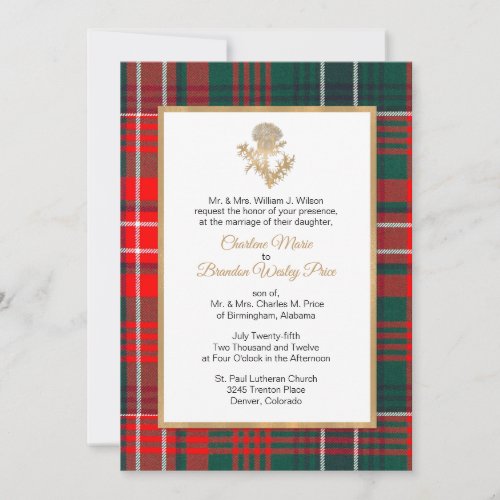 Wilson Plaid Thistle Wedding Invitation
