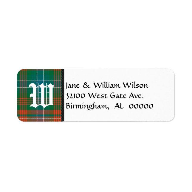 Wilson Tartan Plaid Monogram Address Labels (Front)