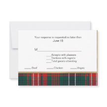Wilson Tartan Plaid Wedding RSVP Card 2