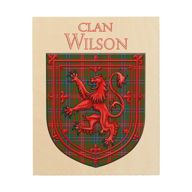 Wilson Tartan Scottish Plaid Lion Rampant Wood Wall Art (Front)