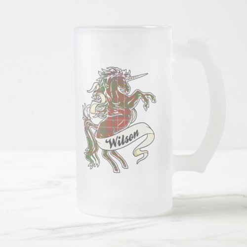 Wilson Tartan Unicorn Frosted Glass Beer Mug