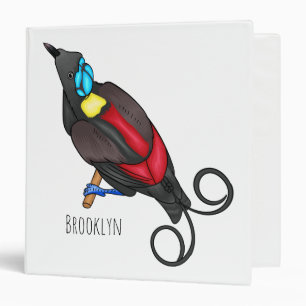 Wilson's bird-of-paradise bird cartoon  3 ring binder