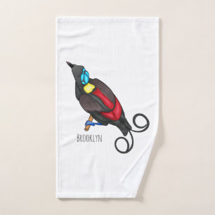 Wilson's bird-of-paradise bird cartoon  bath towel set