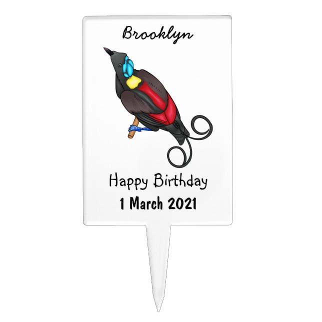 Wilson's bird-of-paradise bird cartoon cake topper (Front)