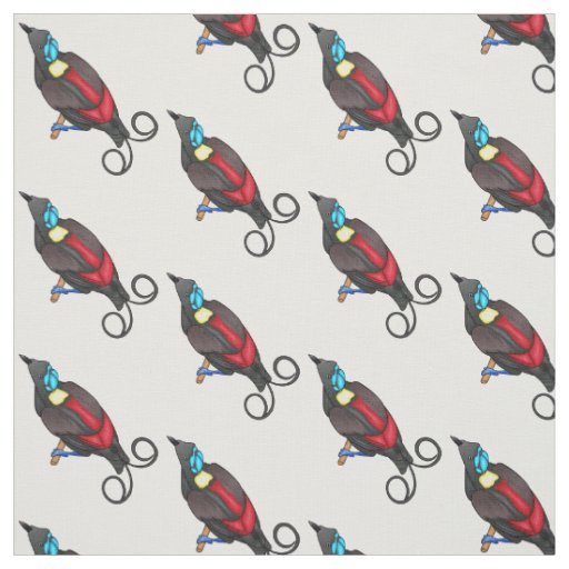 Wilson's bird-of-paradise bird cartoon  fabric