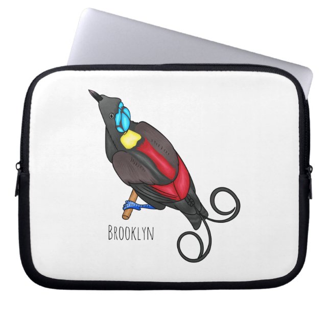 Wilson's bird-of-paradise bird cartoon  laptop sleeve (Front)