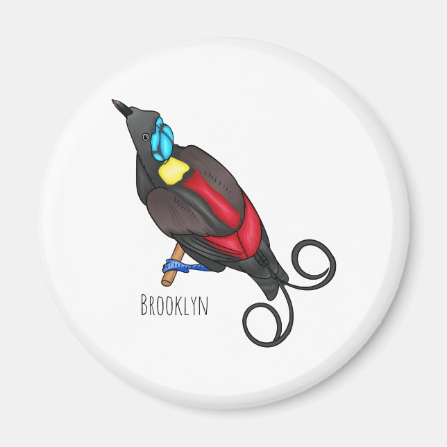 Wilson's bird-of-paradise bird cartoon magnet (Front)