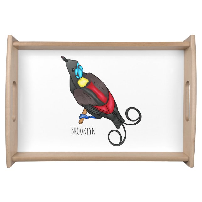 Wilson's bird-of-paradise bird cartoon  serving tray (Front)