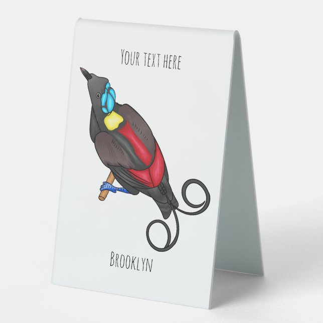 Wilson's bird-of-paradise bird cartoon  table tent (Front)