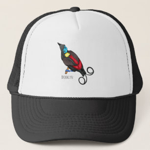 Wilson's bird-of-paradise bird cartoon trucker hat