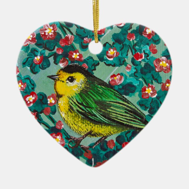 Wilson's Warbler Ceramic Ornament (Front)