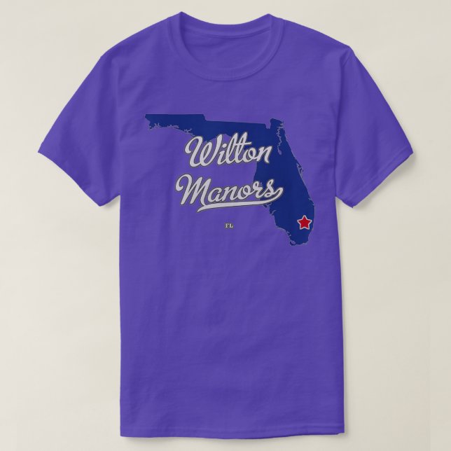 Wilton Manors Florida FL Map  T-Shirt (Design Front)