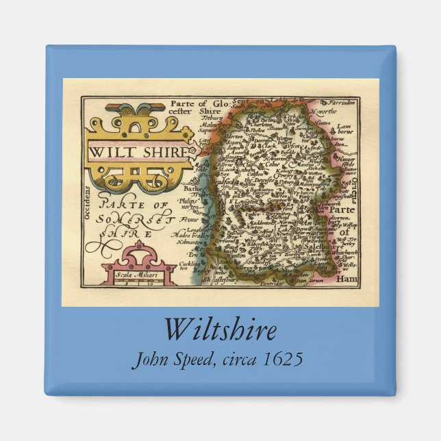 Wiltshire County England Old Antiquarian Atlas Map Magnet (Front)