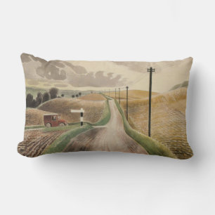 Wiltshire Landscape (by Eric Ravilious) Lumbar Pillow