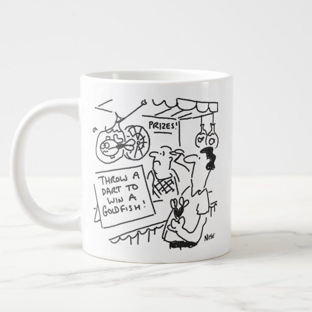 Win a Goldfish Fairground Darts Competition Funny Giant Coffee Mug (Left)