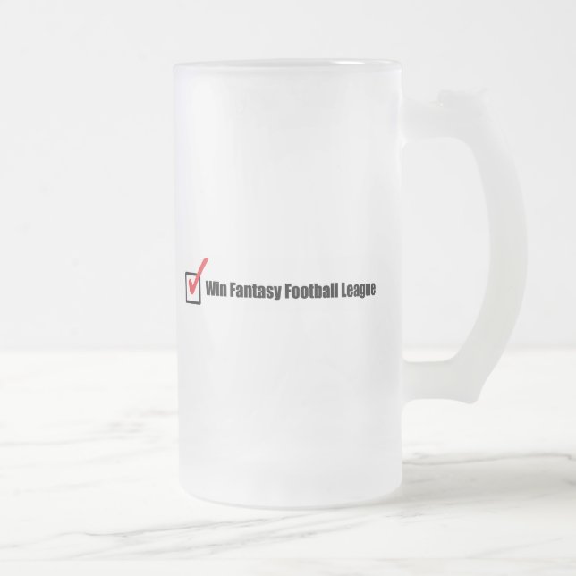 Win Fantasy Football League : Check Frosted Glass Beer Mug (Right)