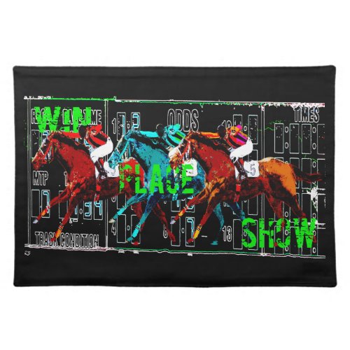 win place show horse racing cloth placemat