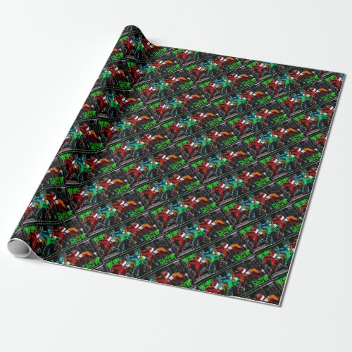 win place show horse racing wrapping paper