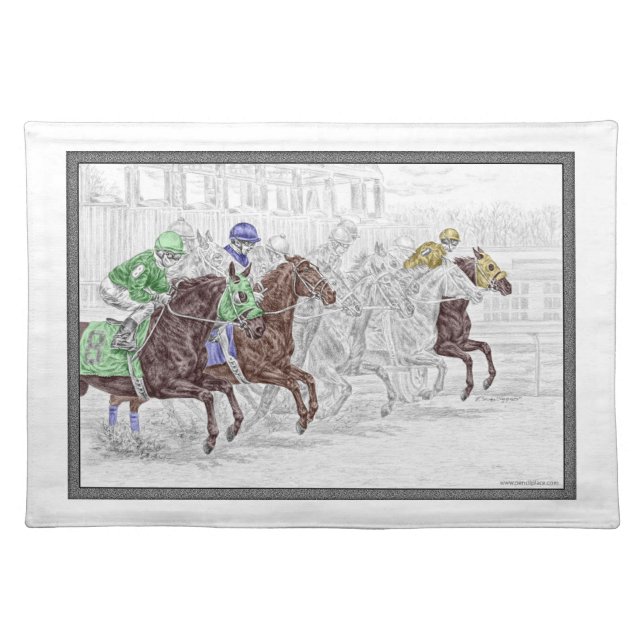 Win Place Show Race Horses Cloth Placemat (Front)