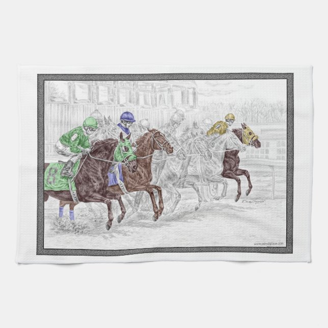 Win Place Show Race Horses Towel (Horizontal)