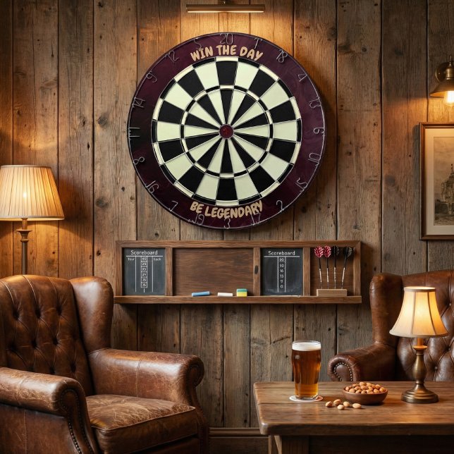 Win the Day Be Legendary Motivational Burgundy Dart Board (Creator Uploaded)