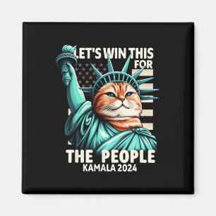 Win This For The People Funny Cat Statue Of Libert Magnet
