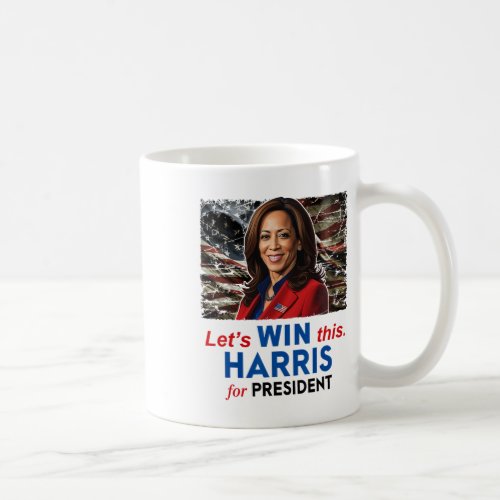 Win This Harris For President Kamala Harris 2024 V Coffee Mug