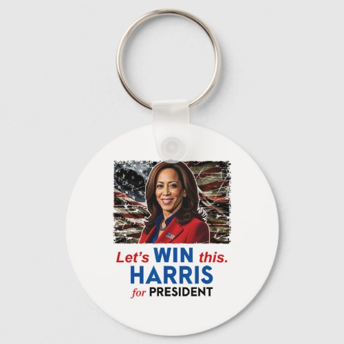 Win This Harris For President Kamala Harris 2024 V Keychain