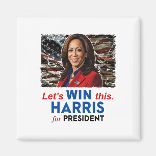 Win This Harris For President Kamala Harris 2024 V Magnet