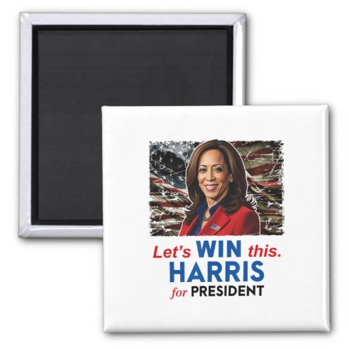 Win This Harris For President Kamala Harris 2024 V Magnet